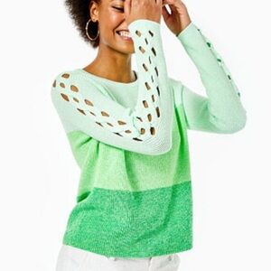 Lilly Pulitzer Light Green Sweater with Cut-Out Sleeves CORTINA size small
